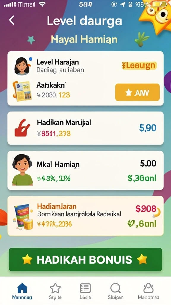 Screenshot memperlihatkan berbagai bonus yang ditawarkan.